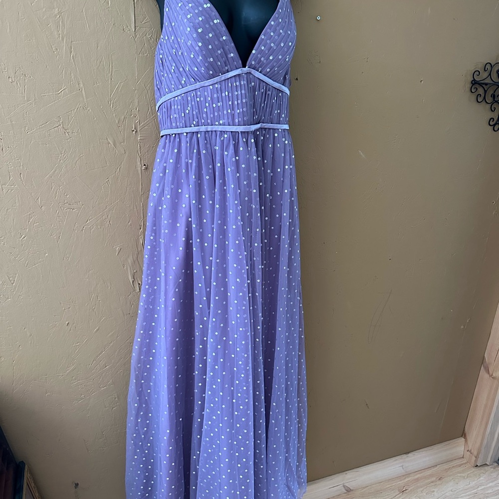 Purple Polka Dot Maxi Dress Gown Lavender and silver, Romantasy Fantasy